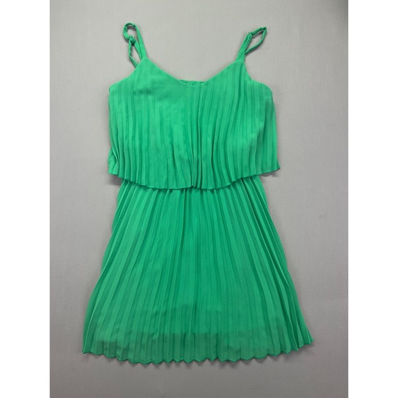 Sequin Hearts Green Pleated Tiered Mini Dress Sleeveless Party‎ Size S Boho - Picture 1 of 8